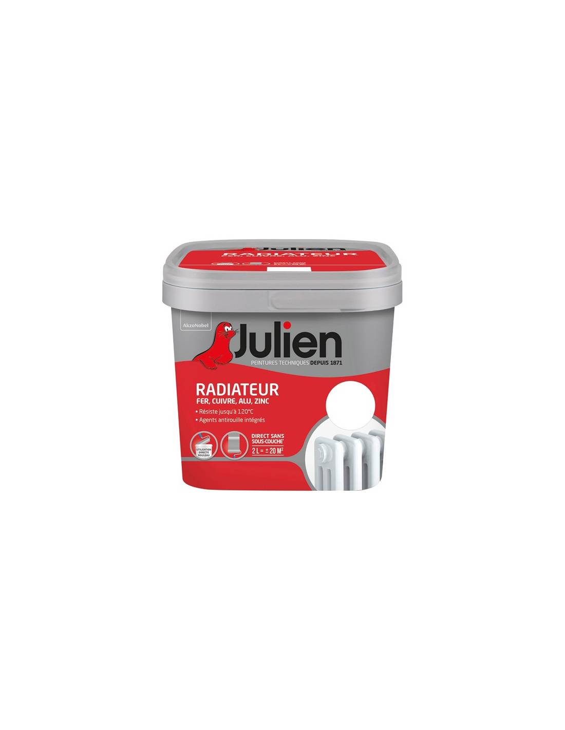 Julien - Peinture Radiateur Phase Aqueuse Satin 2l Blanc - Julien
