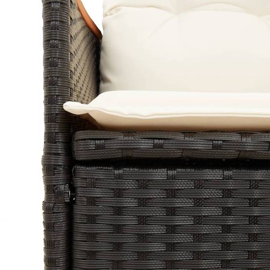 Salon de Jardin 2 Personnes Noir, 2 Fauteuils à Dossier Réglable et Table avec Plateau en Bois d'Acacia – ComfortXL Outdoor Living - Image 5