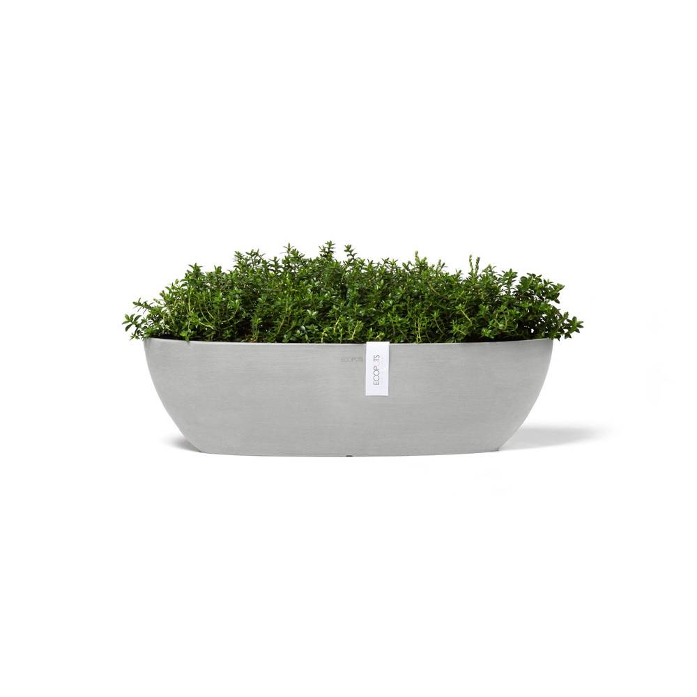 Ecopots - Pot Ovale Sofia Long 56 Blanc Gris + réservoir d'eau - 56 x 14 x H. 16 cm - 7 L ECOPOTS - Imagen 3