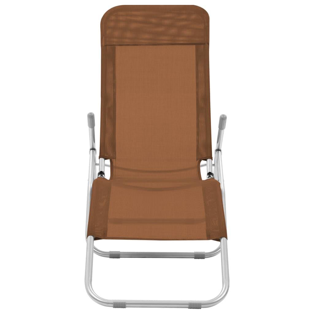 Helloshop26 - Chaises longues pliables 2 pièces 142 cm textilène taupe - Imagen 3