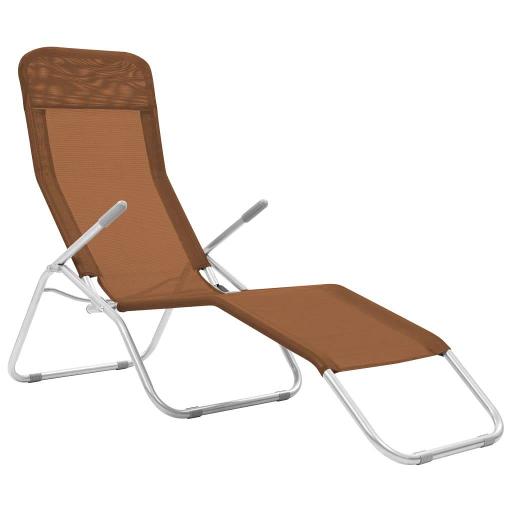 Helloshop26 - Chaises longues pliables 2 pièces 142 cm textilène taupe - Imagen 2