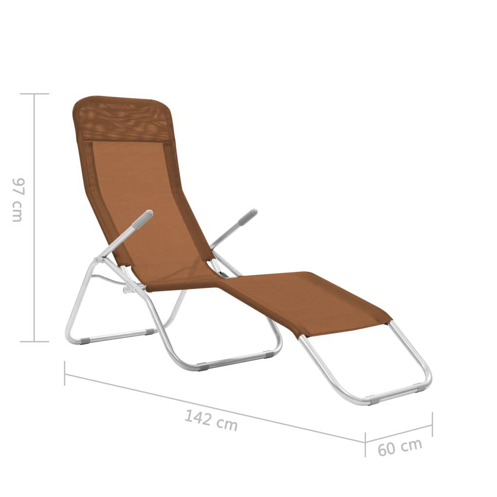 Helloshop26 - Chaises longues pliables 2 pièces 142 cm textilène taupe - Imagen 8