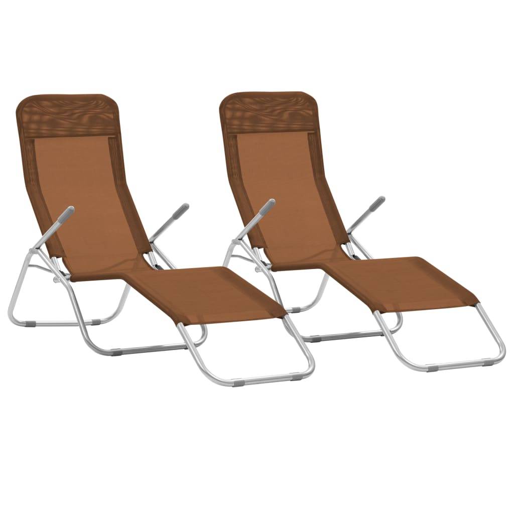 Helloshop26 - Chaises longues pliables 2 pièces 142 cm textilène taupe - Imagen 1