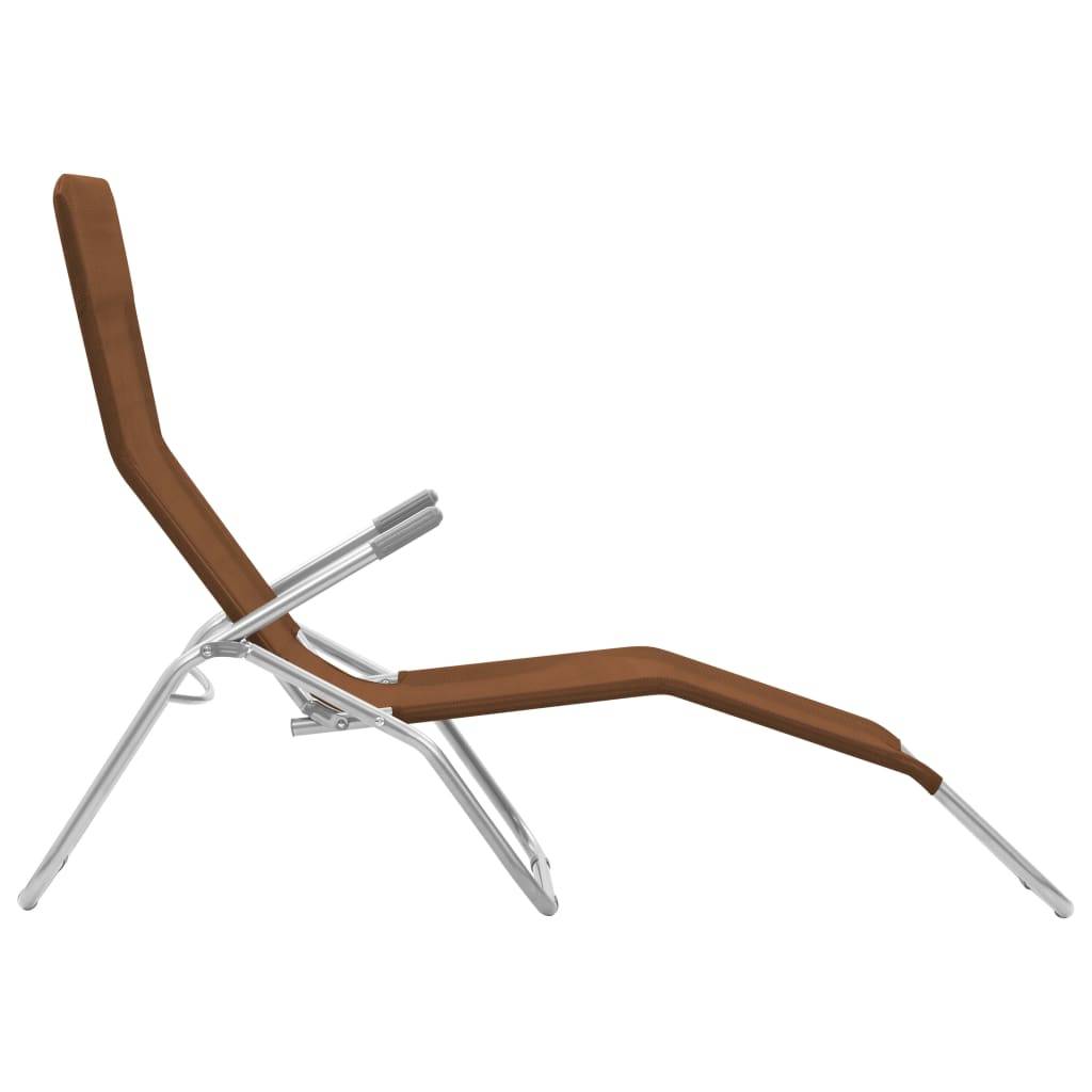 Helloshop26 - Chaises longues pliables 2 pièces 142 cm textilène taupe - Imagen 5