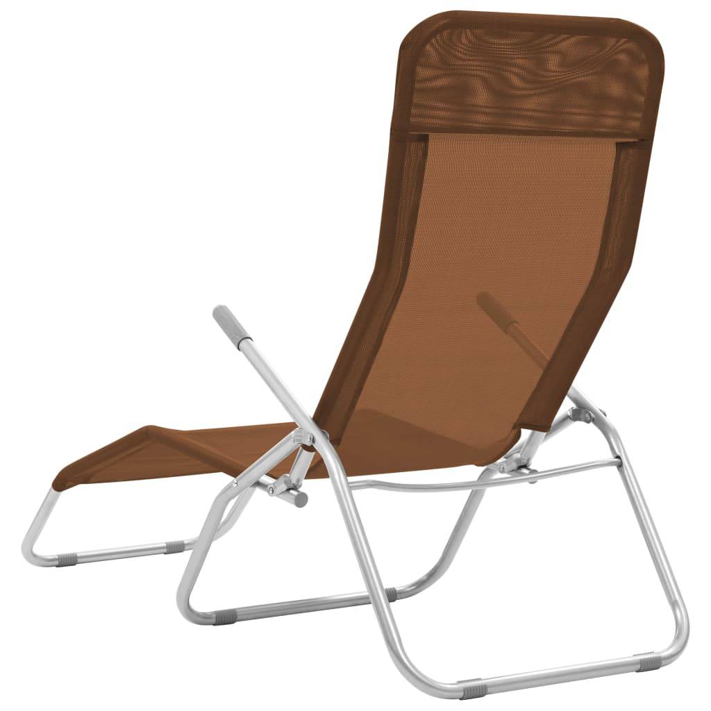 Helloshop26 - Chaises longues pliables 2 pièces 142 cm textilène taupe - Imagen 4