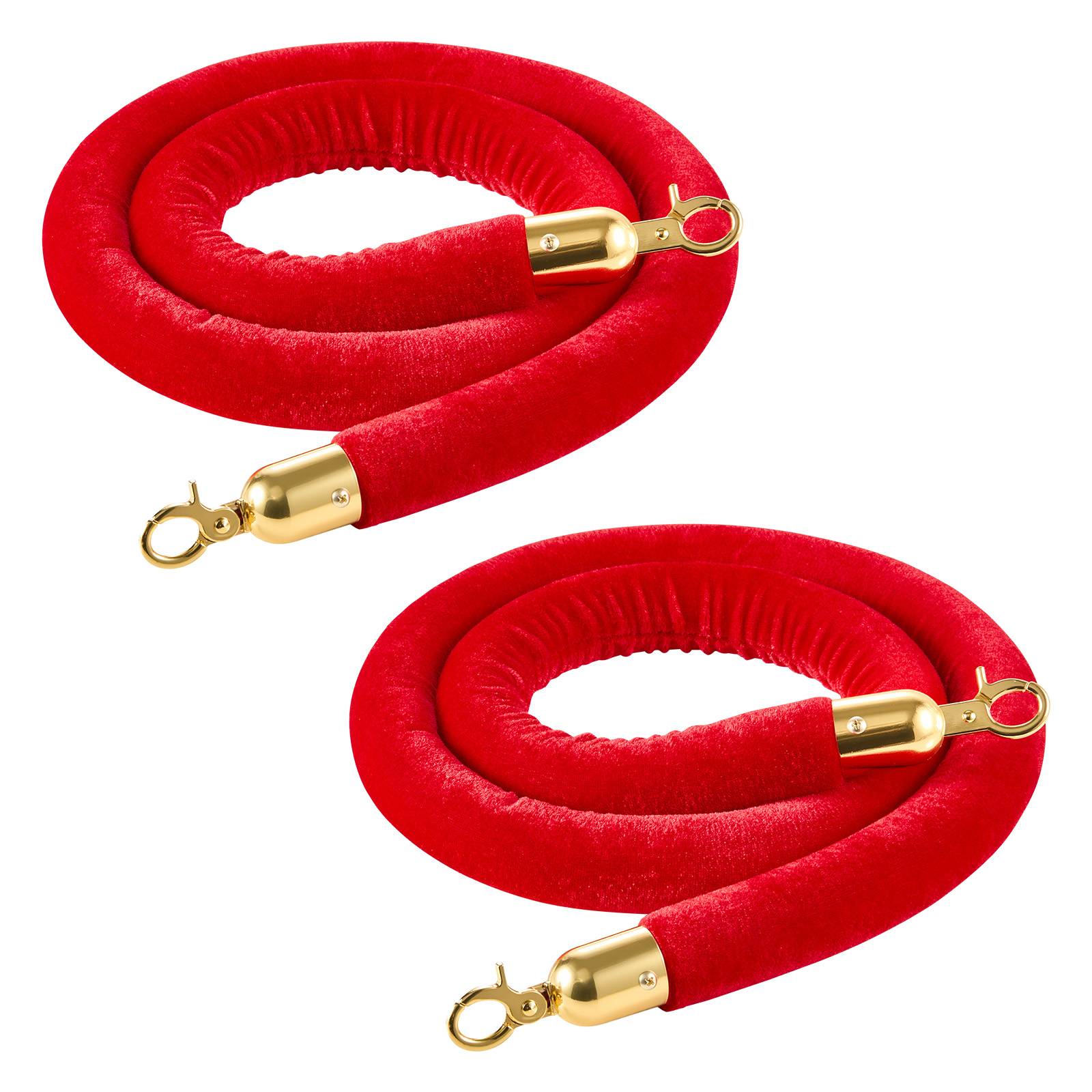 Vevor - VEVOR Cordon pour Poteau de Guidage en Velours Rouge 2PCs 1,5 m Crochets Dorés - Image 1