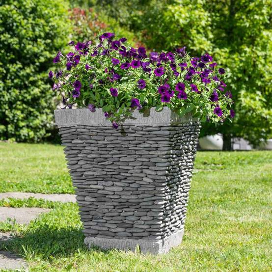 Wanda COLLECTION - Pot bac jardinière carré galet 50cm jardin extérieur zen - Image 2