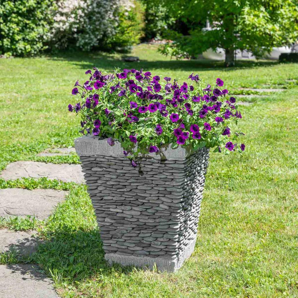 Wanda COLLECTION - Pot bac jardinière carré galet 50cm jardin extérieur zen - Image 7