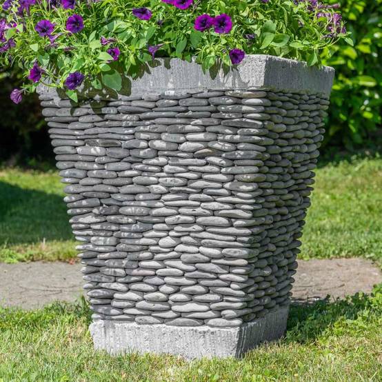 Wanda COLLECTION - Pot bac jardinière carré galet 50cm jardin extérieur zen - Image 4