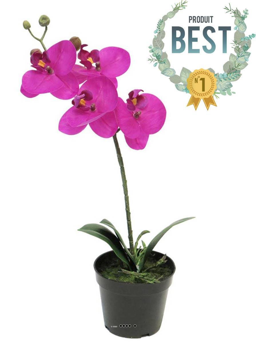 Artificielles - Orchidée Phalaenopsis factice Top Qualité & pot H35cm Rose fushia-BEST - dimhaut: H 35 cm - couleur: Rose fushia 730 - Imagen 1