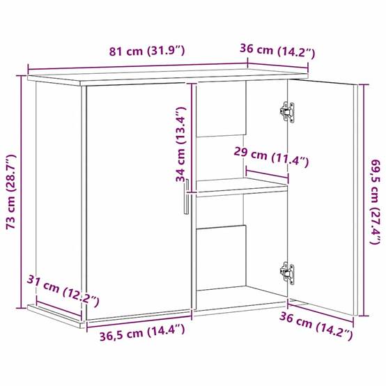 Meuble Aquarium avec 4 Compartiments Fermés 81x36x73 cm Chêne Artisanal - ComfortXL Outdoor Living - Image 10