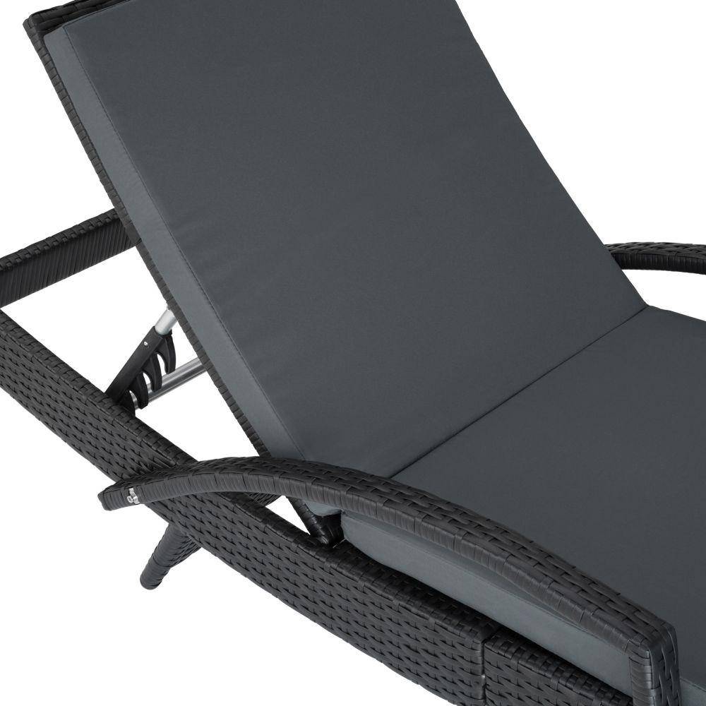 Helloshop26 - Bain de soleil chaise longue transat meuble jardin 5 positions noir - Imagen 4