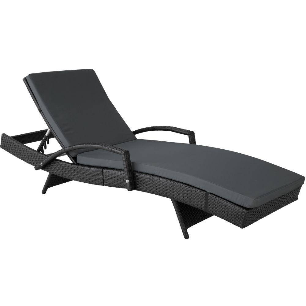 Helloshop26 - Bain de soleil chaise longue transat meuble jardin 5 positions noir - Imagen 1