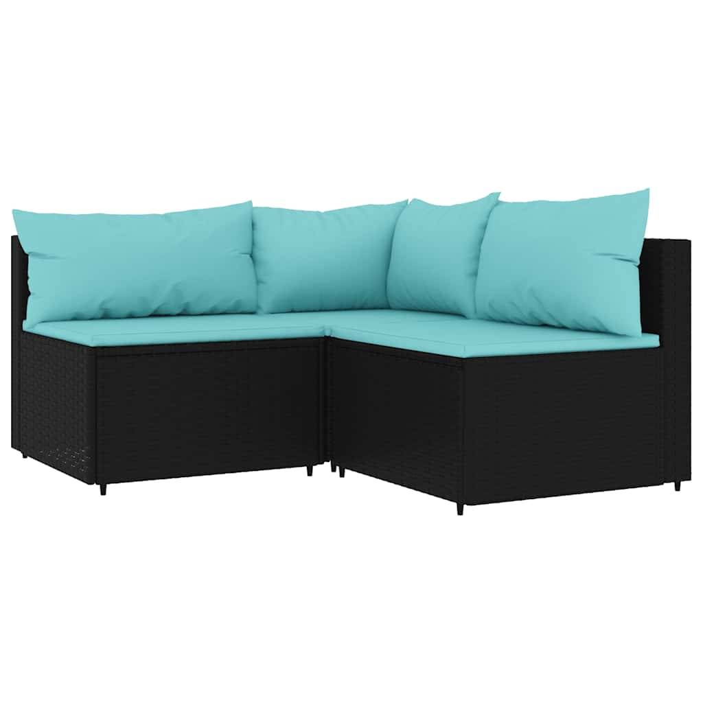Vidaxl - Salon de jardin 3 pcs avec coussins Noir Résine tressée vidaXL 319796 - Imagen 2