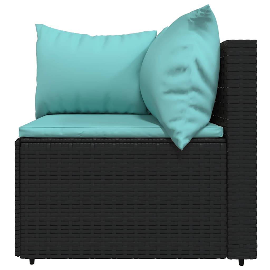 Vidaxl - Salon de jardin 3 pcs avec coussins Noir Résine tressée vidaXL 319796 - Imagen 8