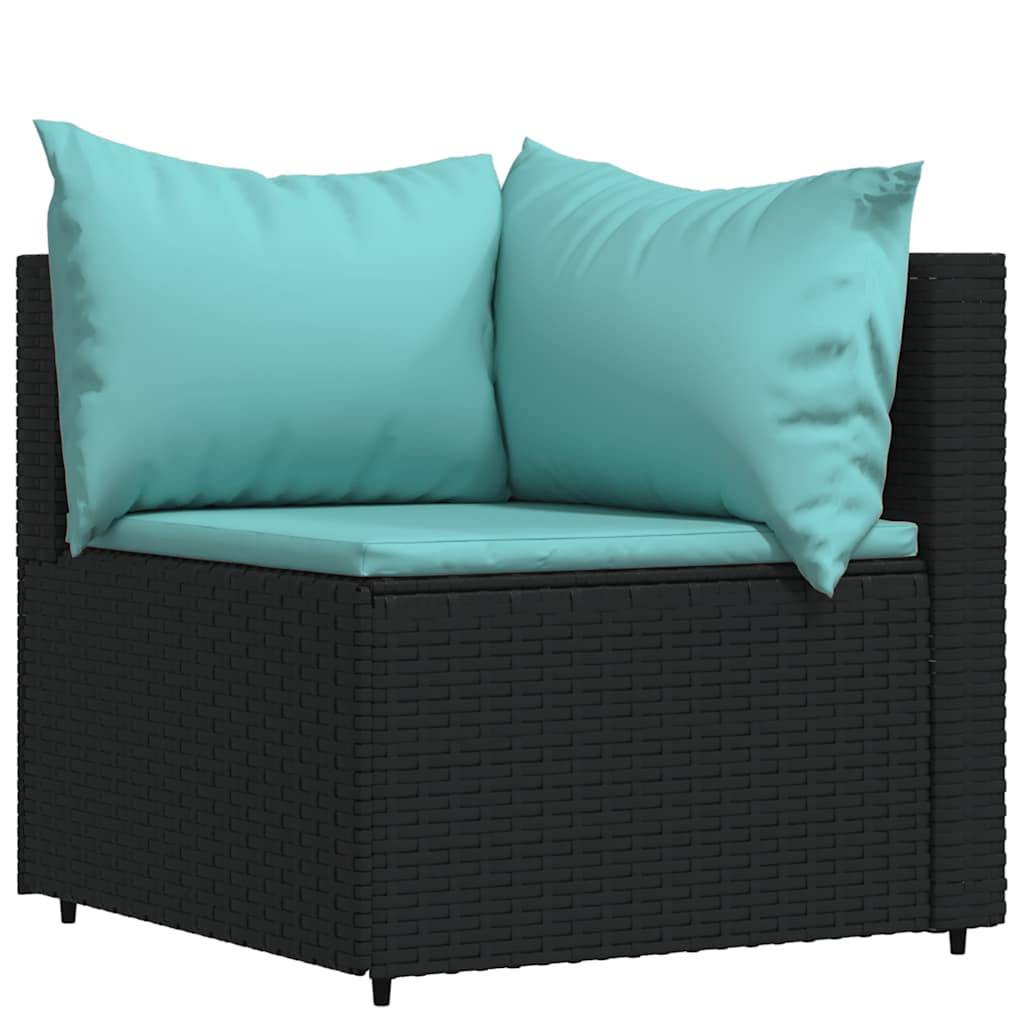 Vidaxl - Salon de jardin 3 pcs avec coussins Noir Résine tressée vidaXL 319796 - Imagen 10