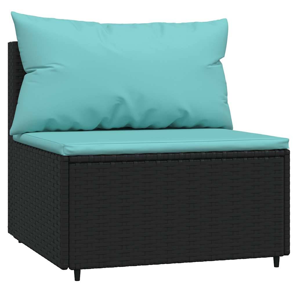 Vidaxl - Salon de jardin 3 pcs avec coussins Noir Résine tressée vidaXL 319796 - Imagen 6