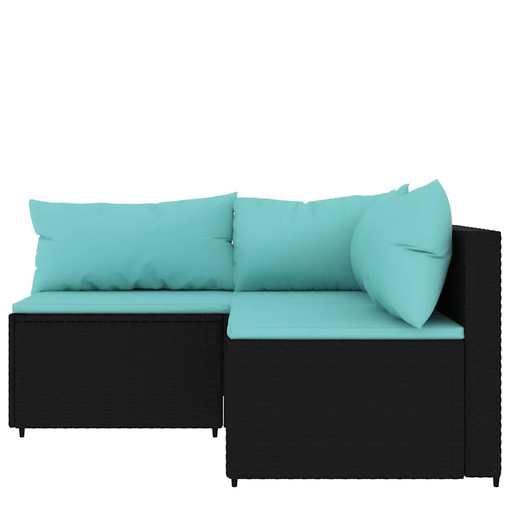 Vidaxl - Salon de jardin 3 pcs avec coussins Noir Résine tressée vidaXL 319796 - Imagen 9