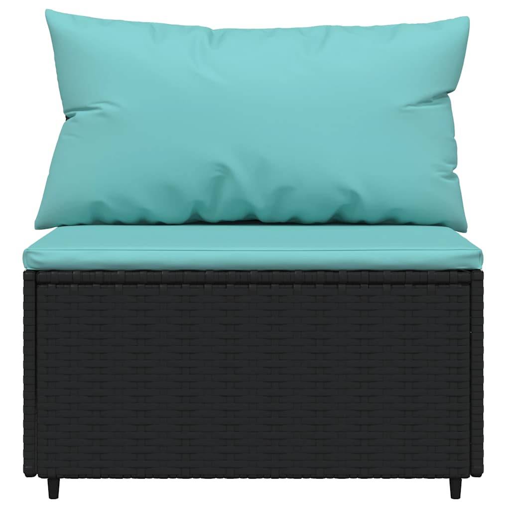Vidaxl - Salon de jardin 3 pcs avec coussins Noir Résine tressée vidaXL 319796 - Imagen 7