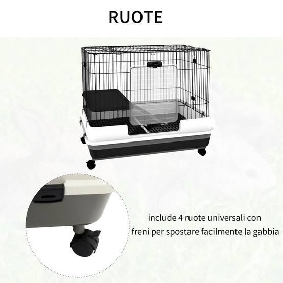 Cage lapins métal pour cobayes avec plateforme sur roulettes 81x53x70cm noir et gris - ComfortXL Outdoor Living - Image 8