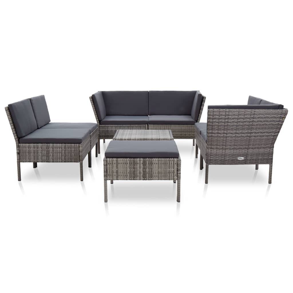 Vidaxl - Salon de jardin 8 pcs avec coussins résine tressée gris vidaXL 48954 - Imagen 2