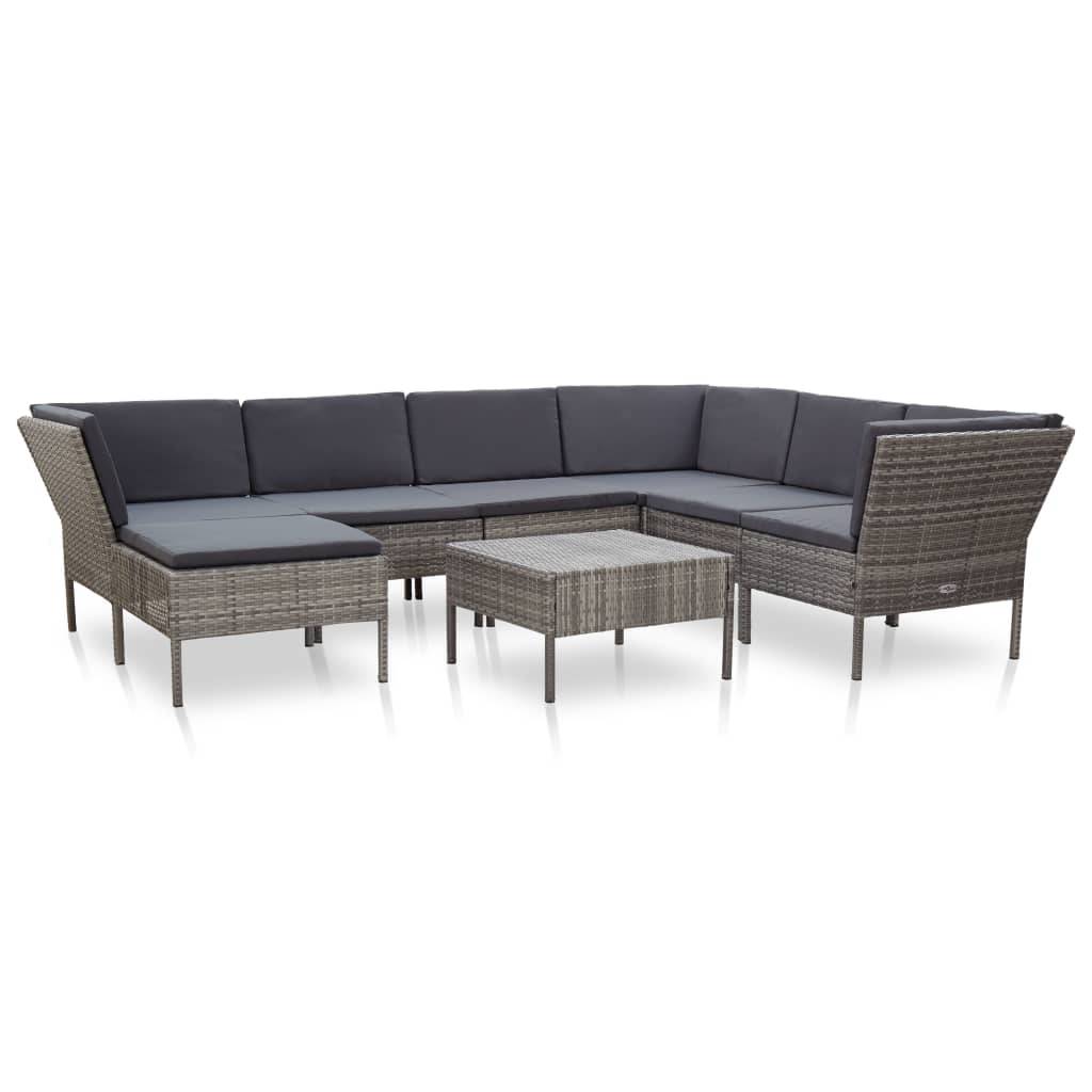 Vidaxl - Salon de jardin 8 pcs avec coussins résine tressée gris vidaXL 48954 - Imagen 1