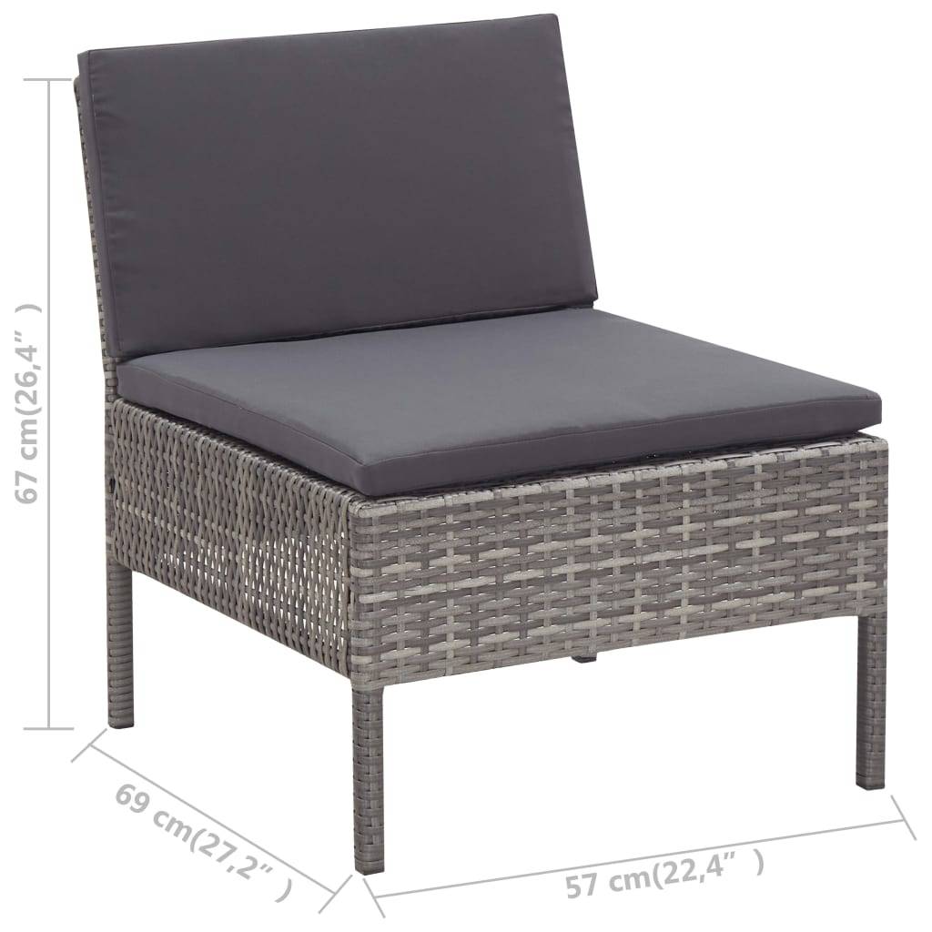 Vidaxl - Salon de jardin 8 pcs avec coussins résine tressée gris vidaXL 48954 - Imagen 3