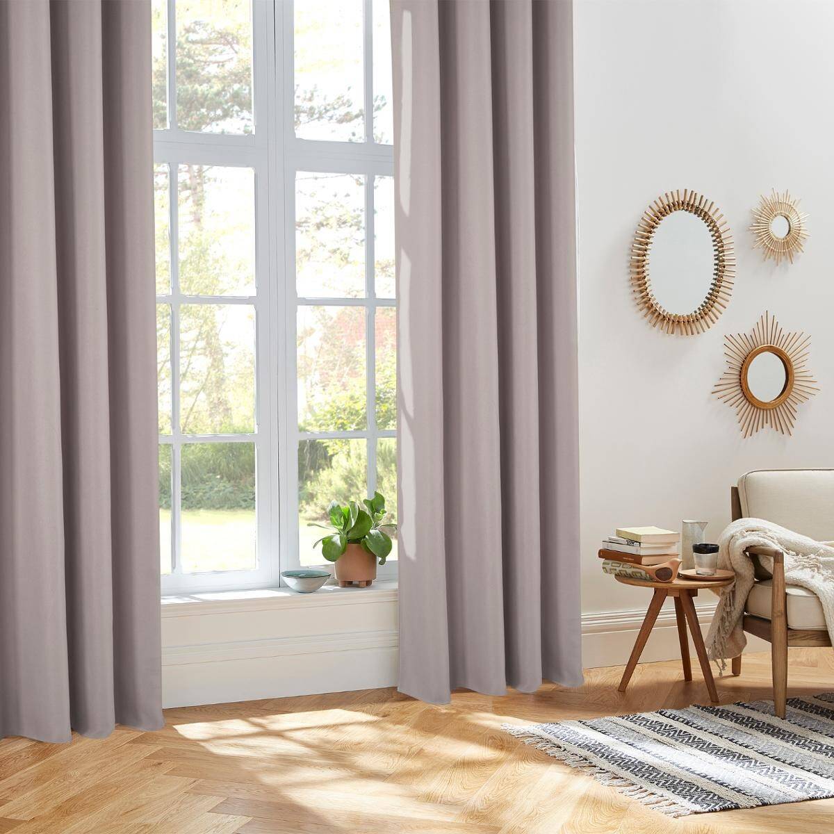 Atmosphera - Lot de 2 Rideaux à  œillets Isolant Beige Lin   140 x 260 cm - Imagen 3