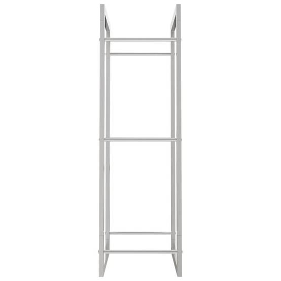 Range-bûches acier inoxydable pour cheminée stockage bois Argenté 50x28x94 cm – ComfortXL Outdoor Living - Image 5