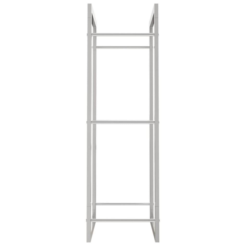 Range-bûches acier inoxydable pour cheminée stockage bois Argenté 50x28x94 cm – ComfortXL Outdoor Living - Image 5
