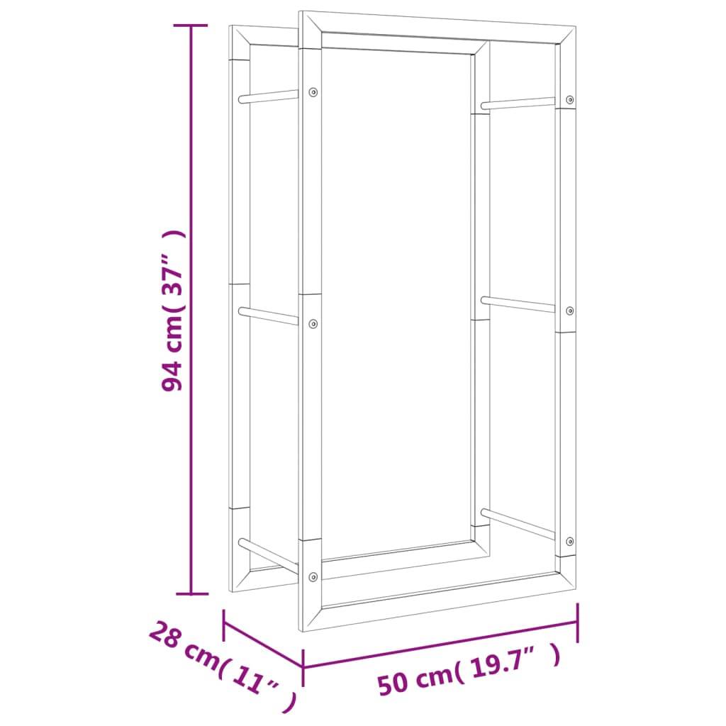 Range-bûches acier inoxydable pour cheminée stockage bois Argenté 50x28x94 cm – ComfortXL Outdoor Living - Image 7