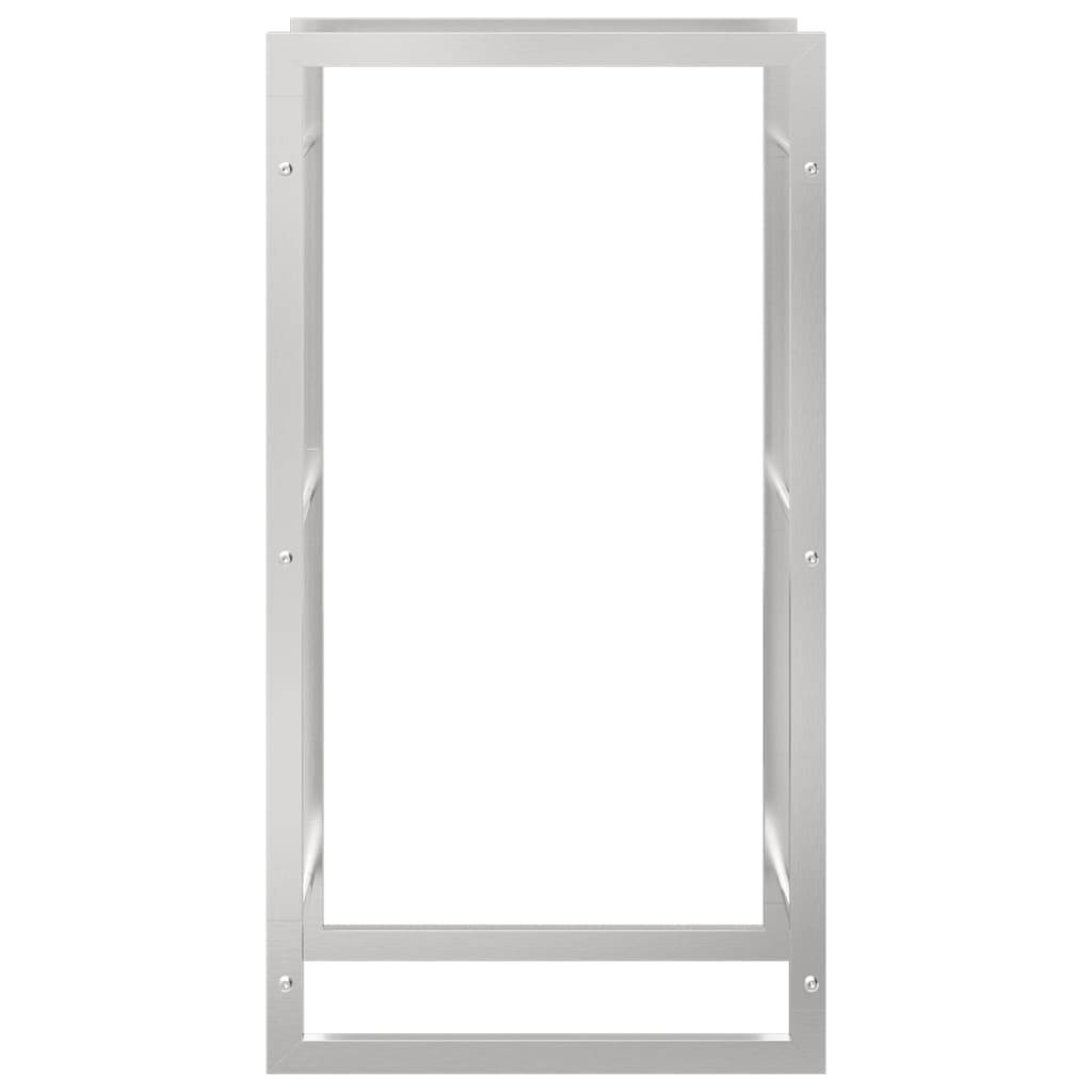 Range-bûches acier inoxydable pour cheminée stockage bois Argenté 50x28x94 cm – ComfortXL Outdoor Living - Image 4
