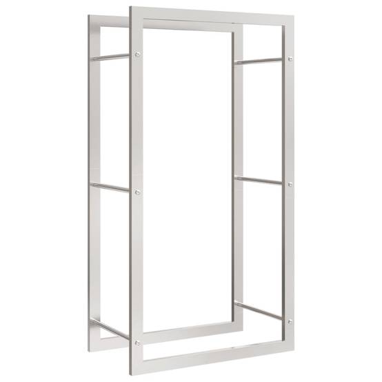 Range-bûches acier inoxydable pour cheminée stockage bois Argenté 50x28x94 cm – ComfortXL Outdoor Living - Image 2