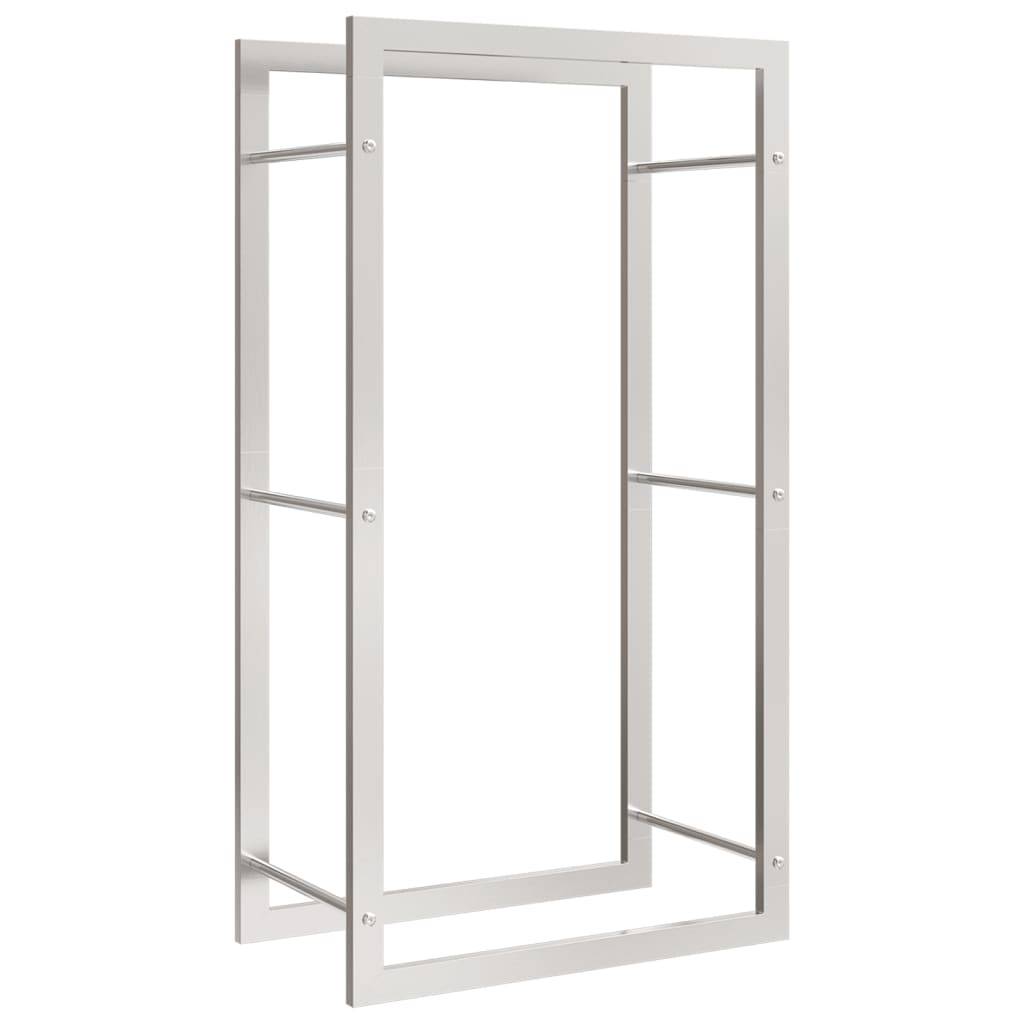 Range-bûches acier inoxydable pour cheminée stockage bois Argenté 50x28x94 cm – ComfortXL Outdoor Living - Image 2