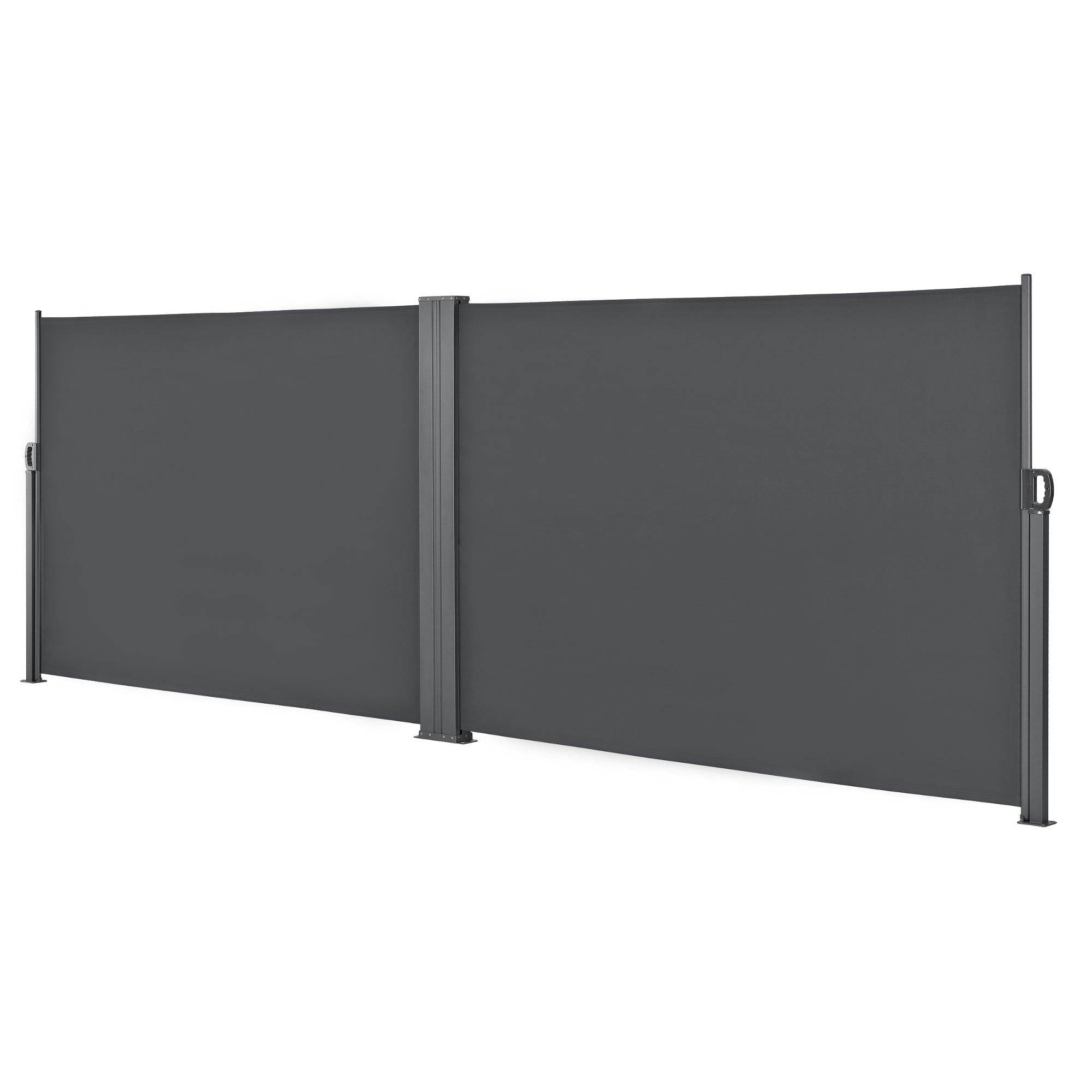 Helloshop26 - Double brise-vue pare-soleil garde-vue métal et polyester 2 x 300 cm gris - Imagen 1