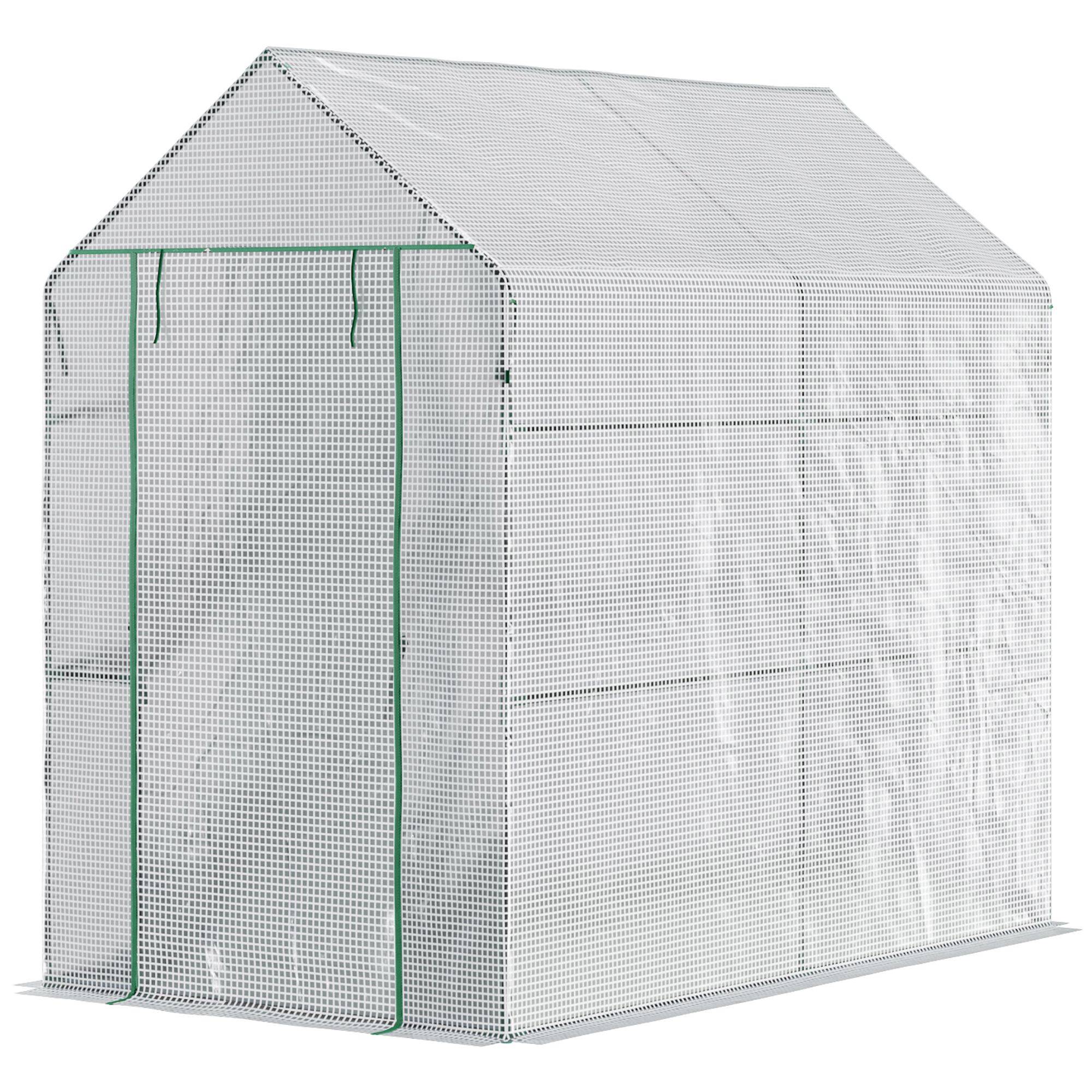 Serre de jardin acier PE filet blanc 4 étagères maraîchère plantes 120x186x190cm - ComfortXL Outdoor Living - Image 2