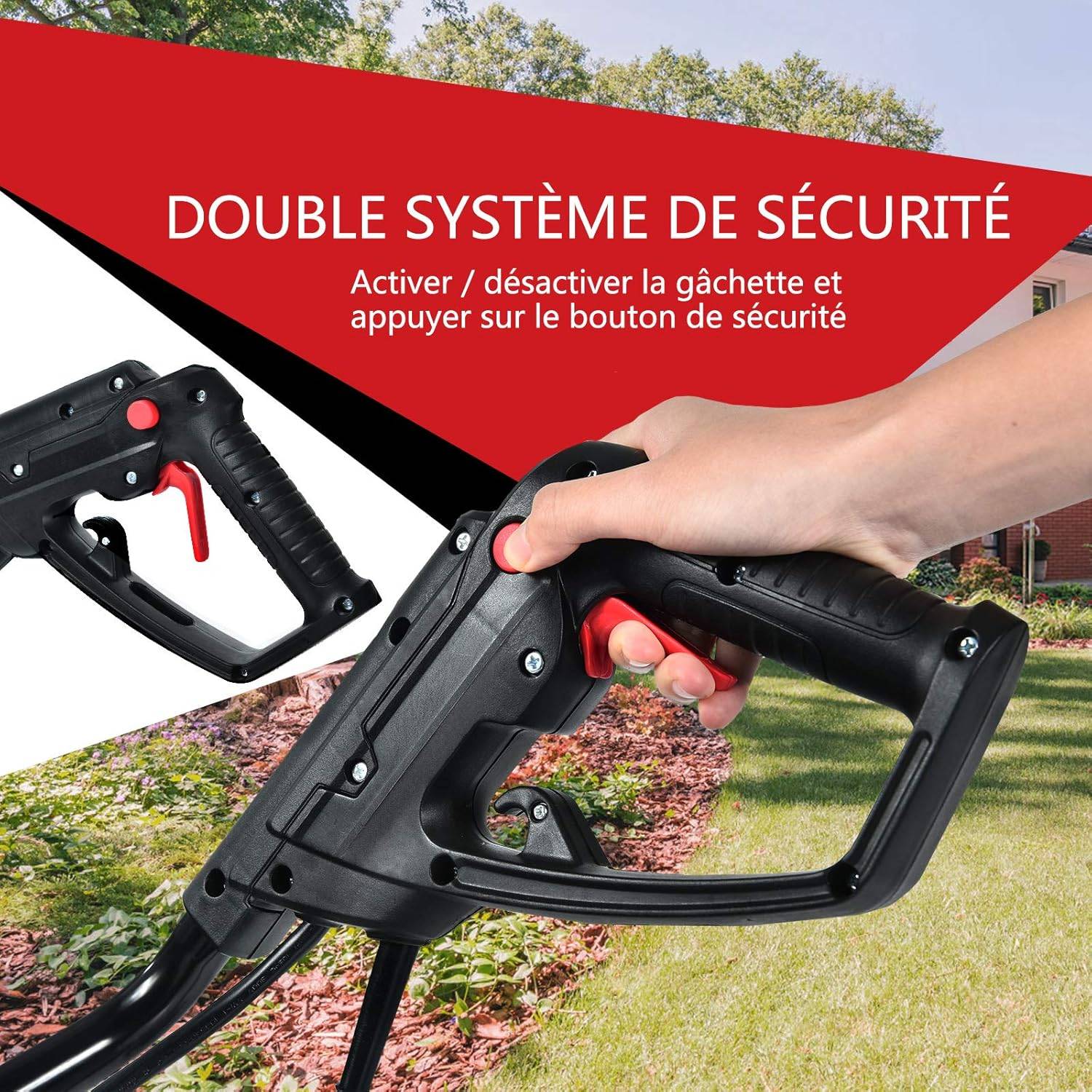 Motobineuse motoculteur électrique 1500w profondeur travail 22cm largeur 43cm réglables 6 lames - Image 3