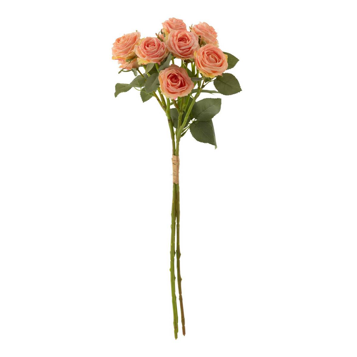 J-Line - Bouquet de Fleurs Artificielles "12 Roses" 60cm Rose Clair