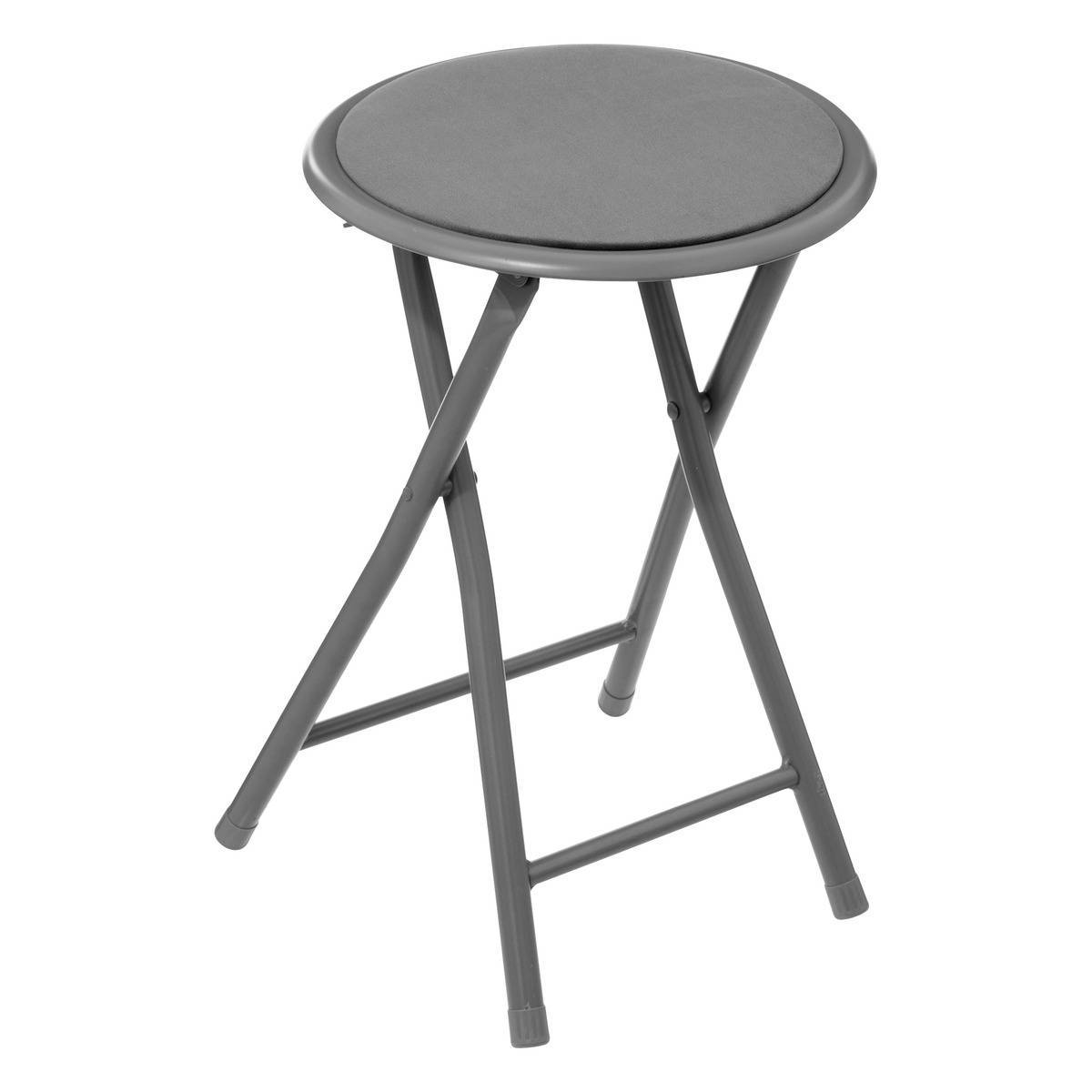 Tabouret pliant velours gris - 5five - Image 1