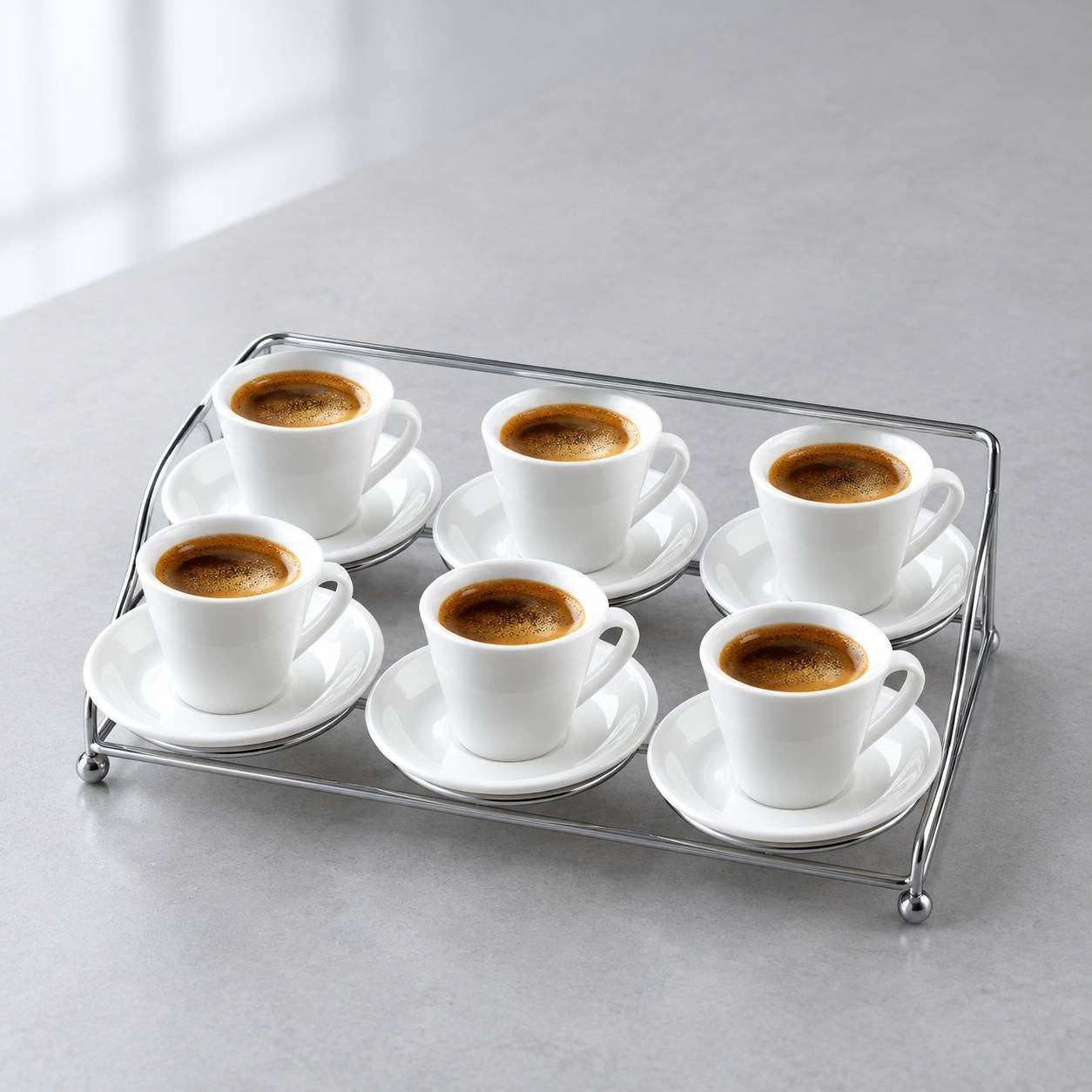 Service à Espresso 6 Tasses Porcelaine avec Support - Image 8