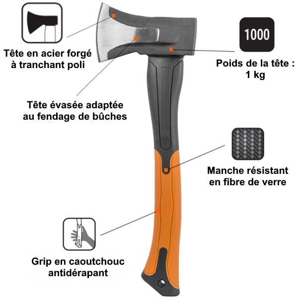 Gt Garden - Lot de 2 merlins éclateurs avec manche en fibre de verre : 1 kg et 2 kg - GT GARDEN - Imagen 2
