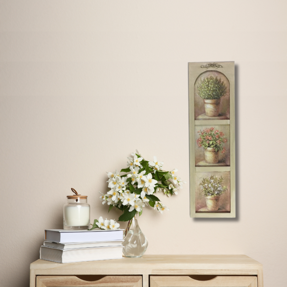 Tableau en bois multicolores 25.5 x 99 cm Chemin de campagne - Imagen 2