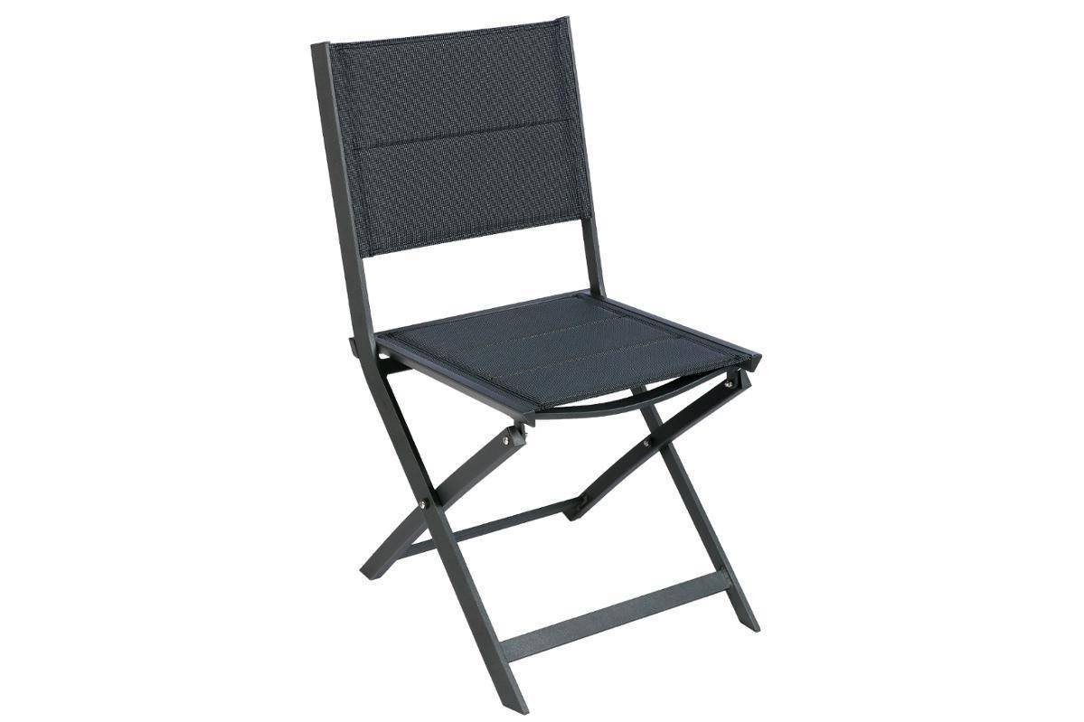 Hesperide - Lot de 4 chaises de jardin pliantes "Allure" poivre & graphite en aluminium Hespéride - Imagen 3