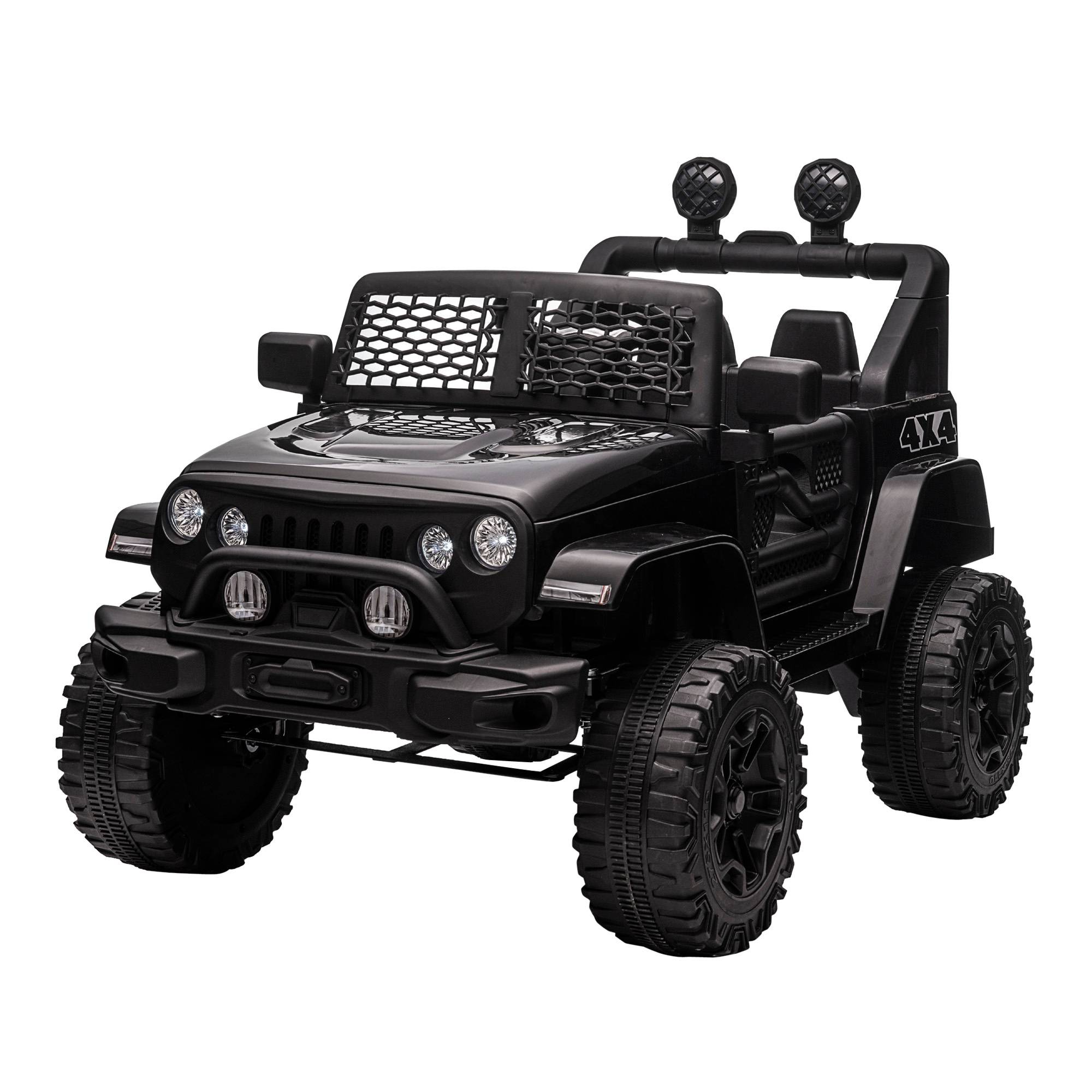 Sans Marque - Voiture électrique enfants 12V télécommande suspension 4 roues phares klaxon MP3 3-5 km/h 3-6 ans noir - Image 2