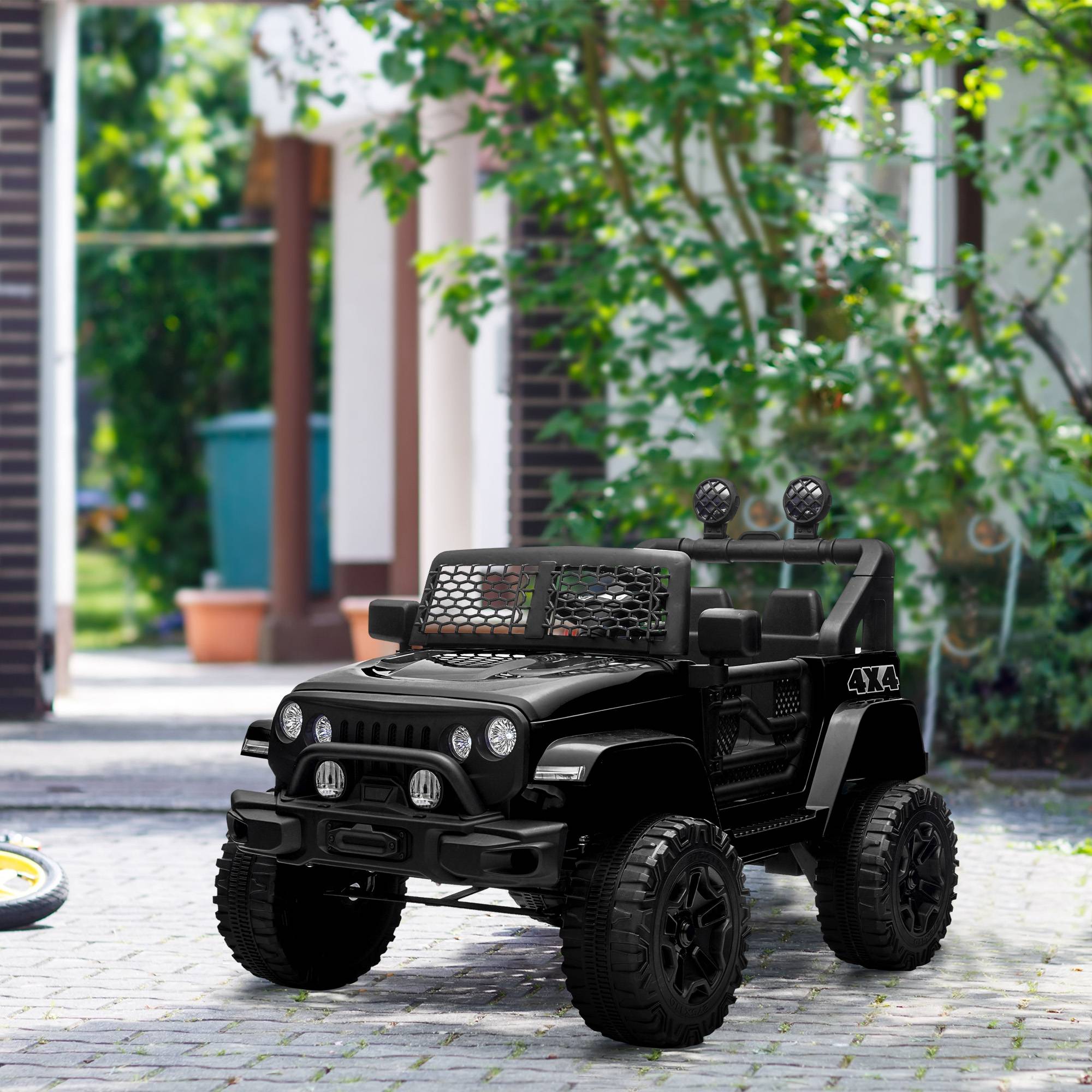 Sans Marque - Voiture électrique enfants 12V télécommande suspension 4 roues phares klaxon MP3 3-5 km/h 3-6 ans noir - Image 3