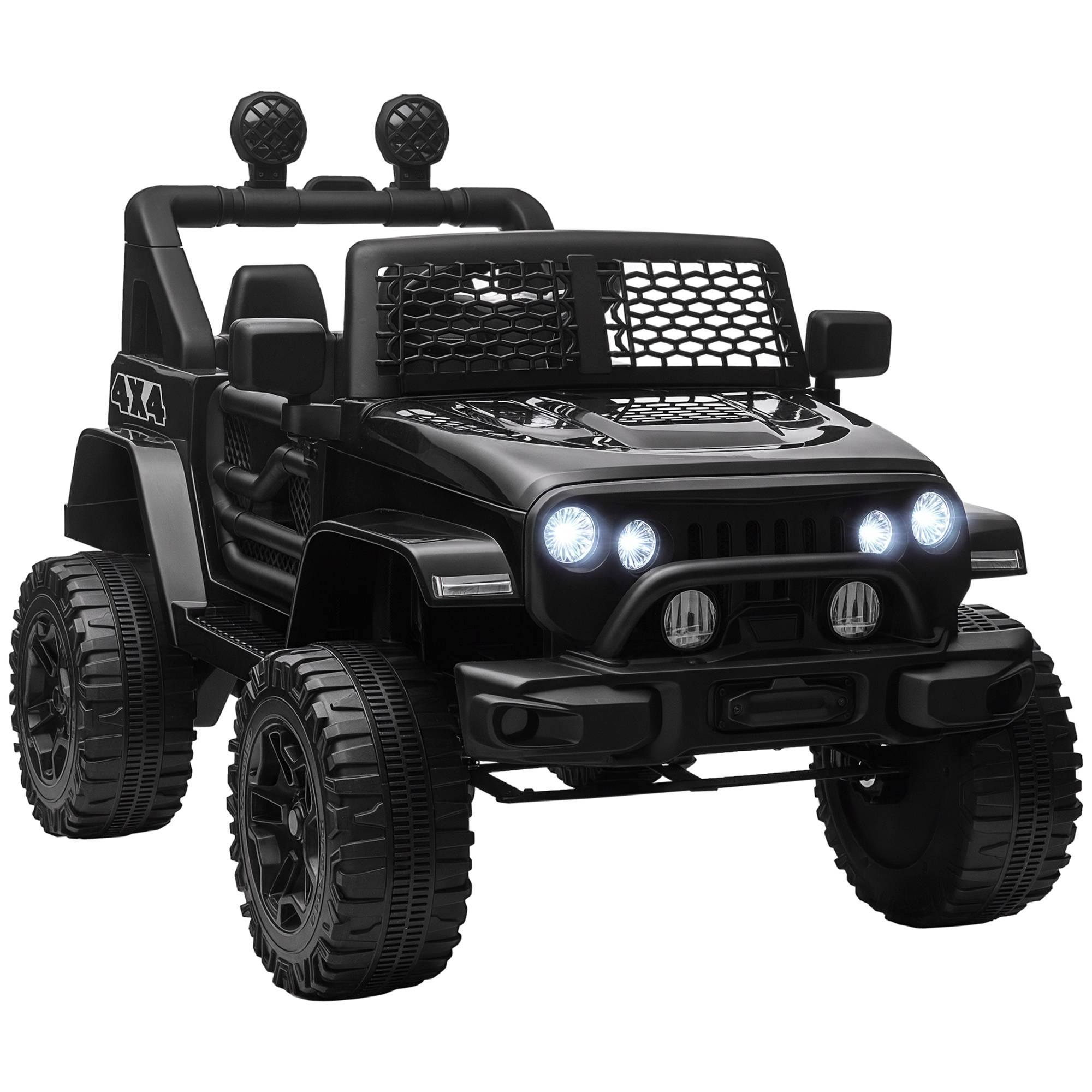 Sans Marque - Voiture électrique enfants 12V télécommande suspension 4 roues phares klaxon MP3 3-5 km/h 3-6 ans noir - Image 1