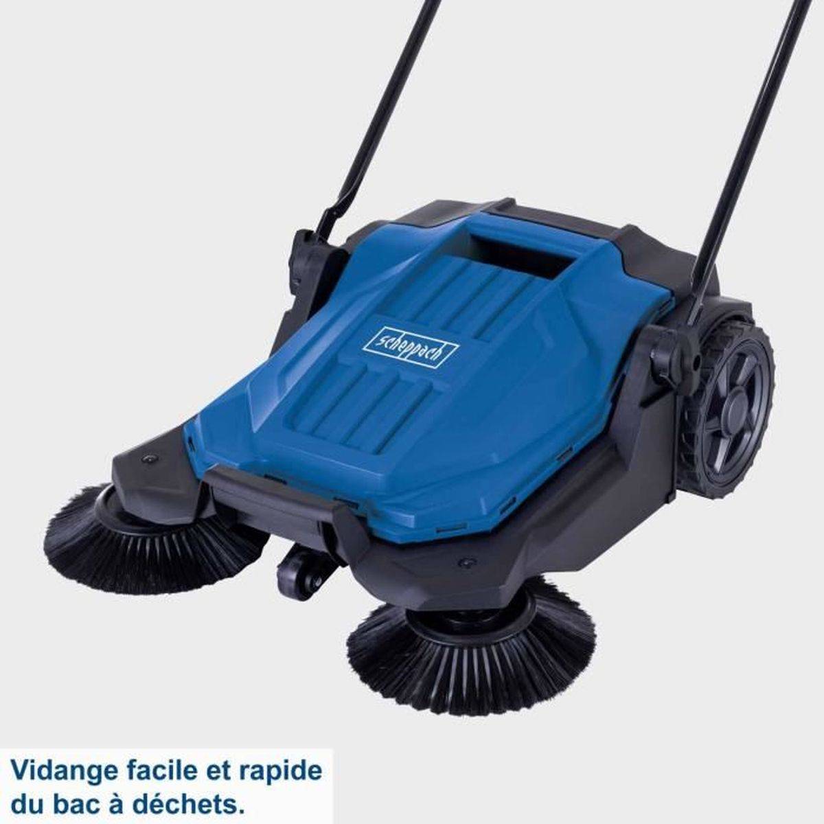 Scheppach - Balayeuse manuelle extérieur 650 mm, système 3 brosses, bac 20 L, guidon repliable - Scheppach - Image 3