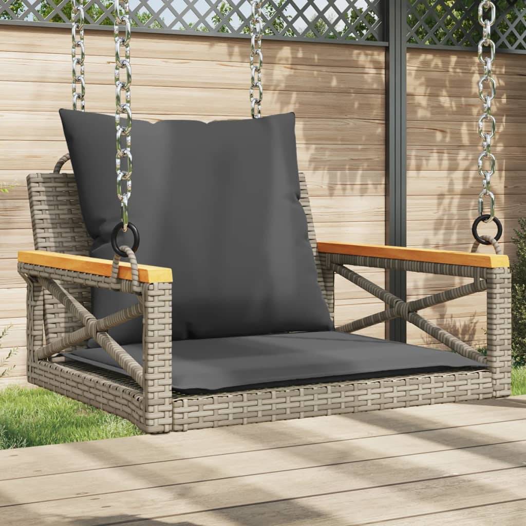 Fauteuil balançoire résine tressée coussins inclus siège extérieur 1 place gris – ComfortXL Outdoor Living - Image 1