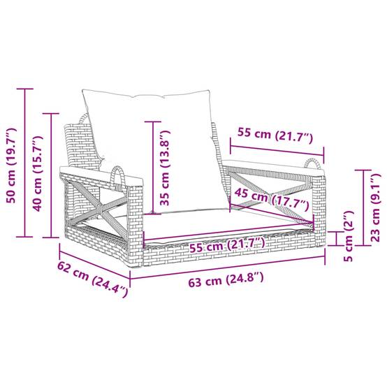 Fauteuil balançoire résine tressée coussins inclus siège extérieur 1 place gris – ComfortXL Outdoor Living - Image 9