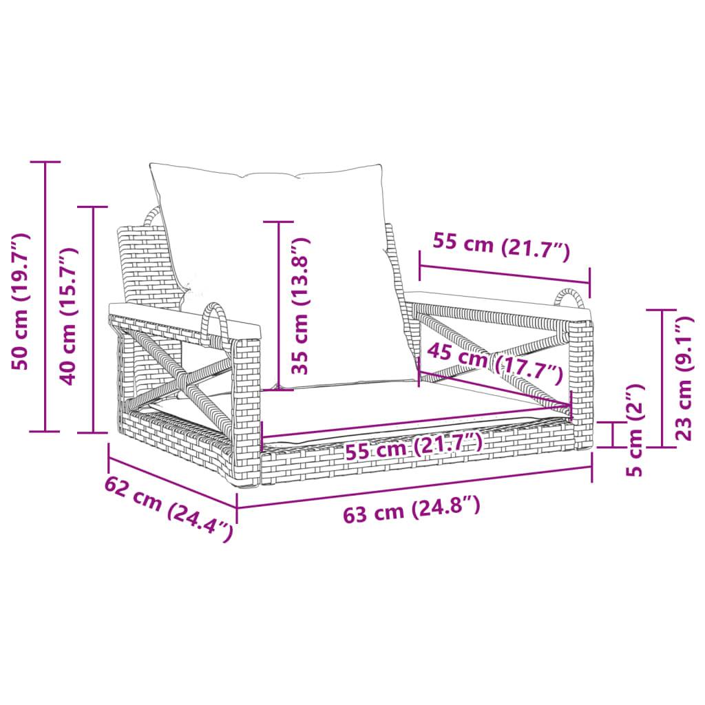 Fauteuil balançoire résine tressée coussins inclus siège extérieur 1 place gris – ComfortXL Outdoor Living - Image 9
